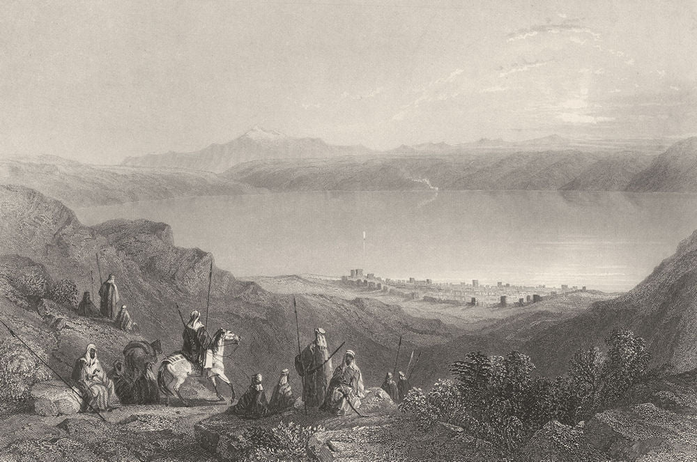 ISRAEL. Palestine. The Lake of Tiberias. (Bartlett) 1847 old antique print